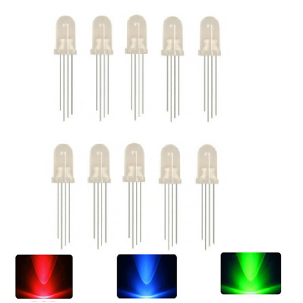 3색 RGB LED 5mm 5파이 아노드/캐소드 공통형 10개