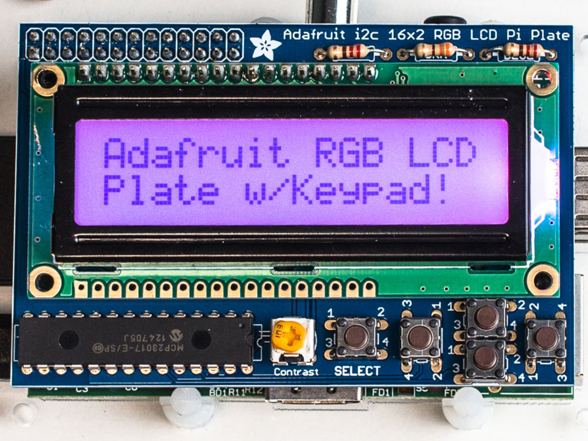 Adafruit RGB Positive 16x2 LCD+Keypad Kit for Raspberry Pi ( 라즈베리파이 1602 문자형 LCD 보드 )