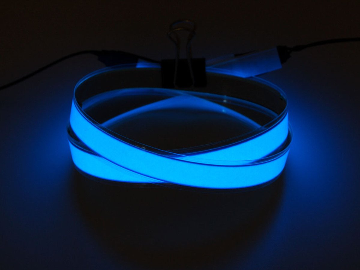 Blue Electroluminescent (EL) Tape Strip - 100cm w/two connectors ( EL 와이어 테이프 스트립 )
