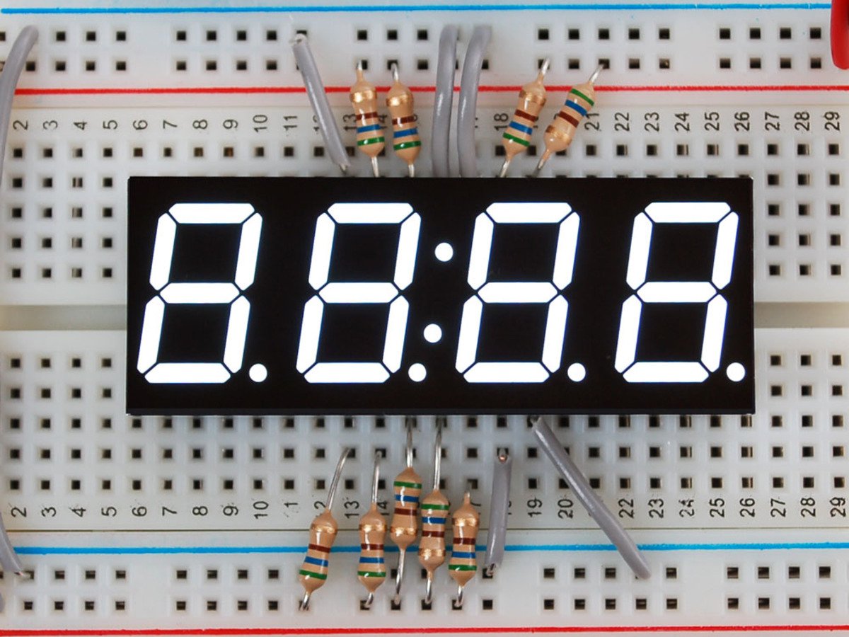 White 7-segment clock display - 0.56 digit height
