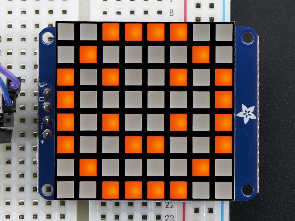 Small 1.2 8x8 Ultra Bright Square Amber LED Matrix + Backpack