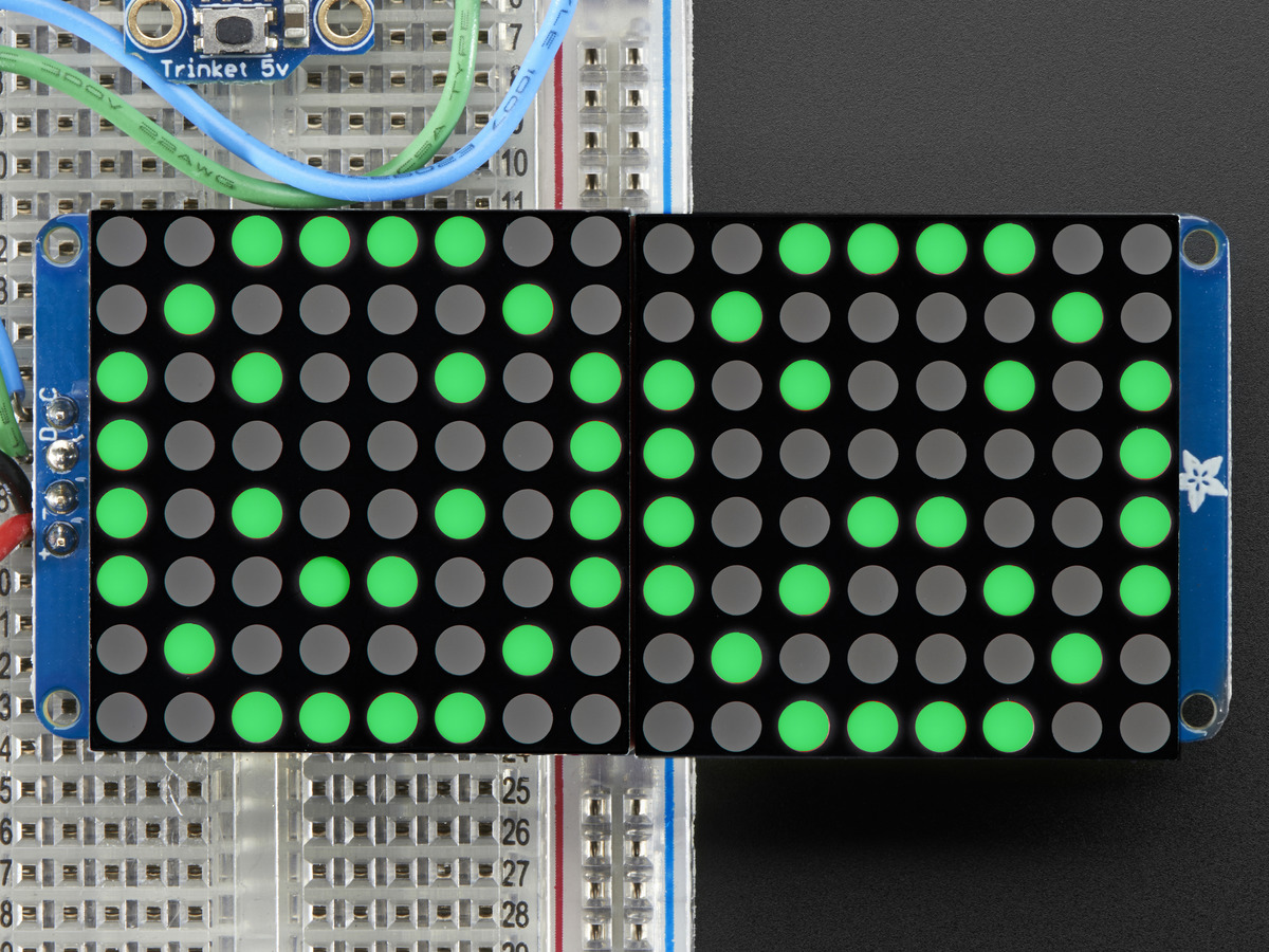 16x8 1.2 LED Matrix + Backpack - Ultra Bright Round Green LEDs