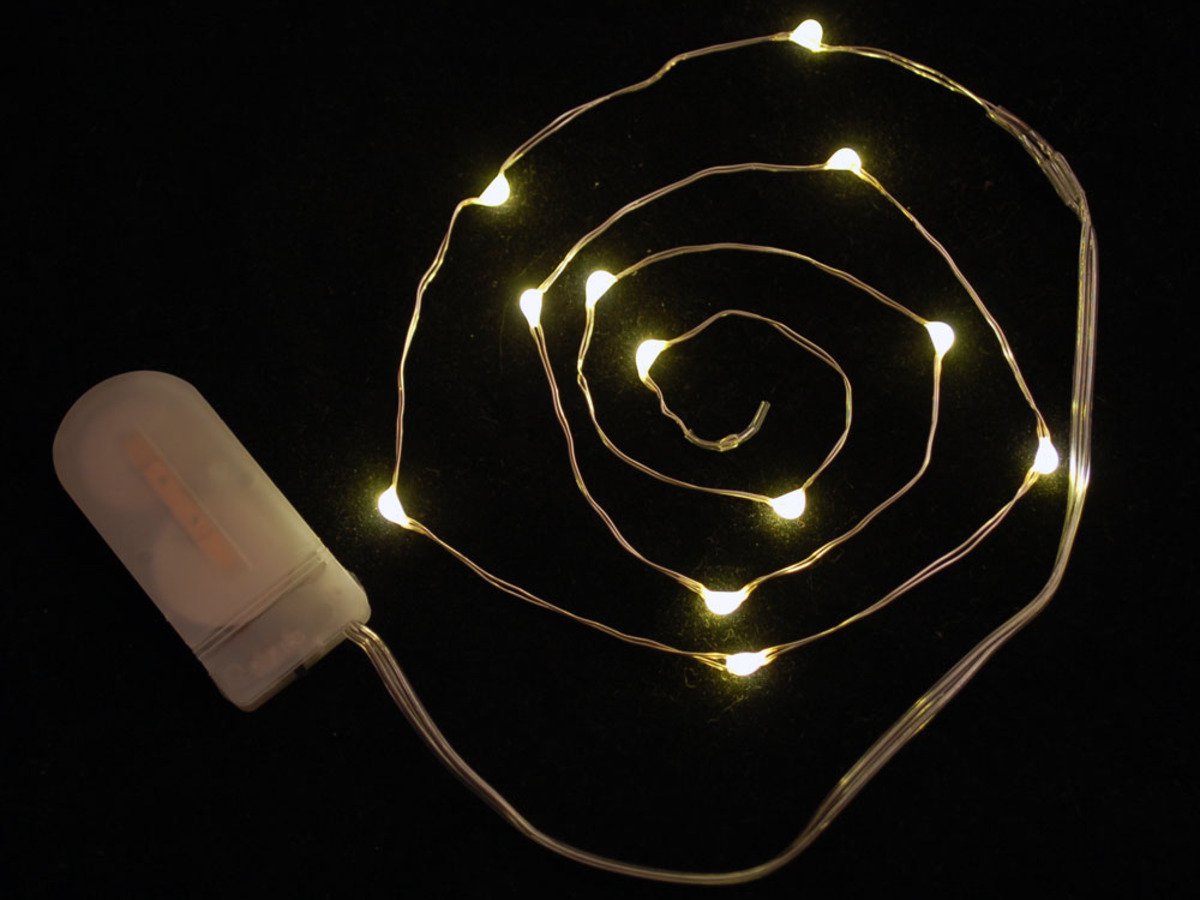 Wire Light LED Strand - 12 Warm White LEDs + Coin Cell Holder ( 와이어 LED +코인셀 홀더 )