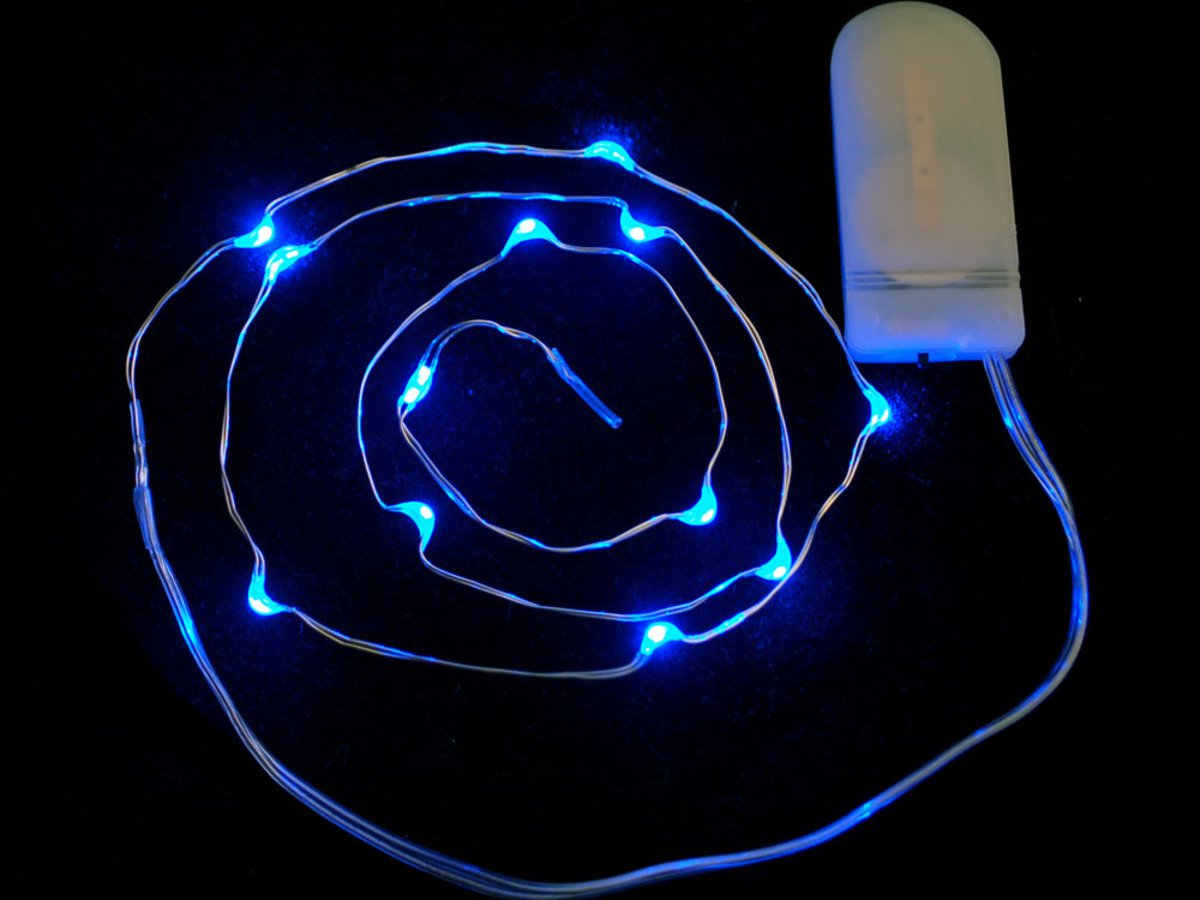 Wire Light LED Strand - 12 Blue LEDs + Coin Cell Holder ( 와이어 LED +코인셀 홀더 )